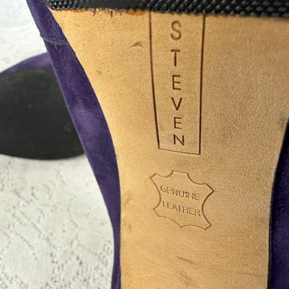 STEVEN MADDEN, Pumptie Dark Purple Suede Leather Heels, Ankle boots, Heels, 6M - Picture 7 of 10